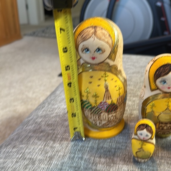 Hand Painted Wood Burned Russian Matryoshka Nesting Doll 3lSet of 4 - Picture 2 of 8